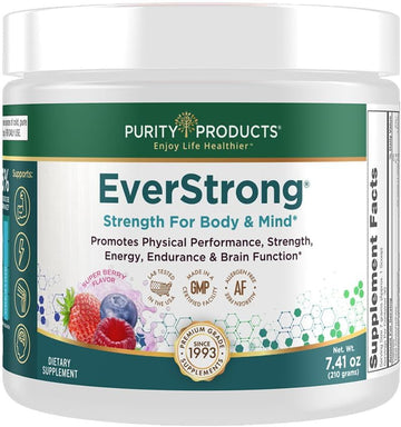 Purity Products EverStrong Powder from Muscle Matrix Blend - Creapure Creatine - Boron (FruiteX-B PhytoBoron) - CoffeeBerry Extract - Boosted with 1000 IU Vitamin D - Berry Burst (210 g)
