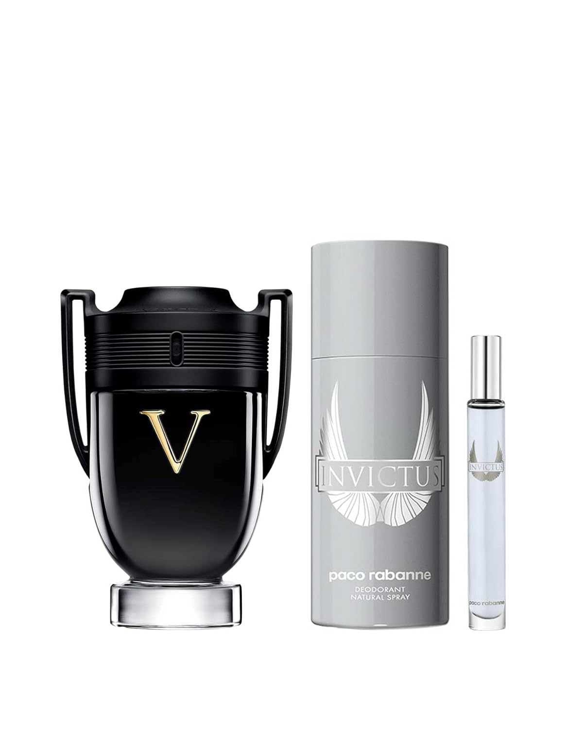 Paco Rabanne Invictus Victory 3-Piece Tin Box Set For Men, (3.4 Oz Eau De Parfum Extreme Natural Spray + 5.1 Oz Deodorant Spray + 0.34 Oz Eau De Toilette Spray) : Beauty & Personal Care