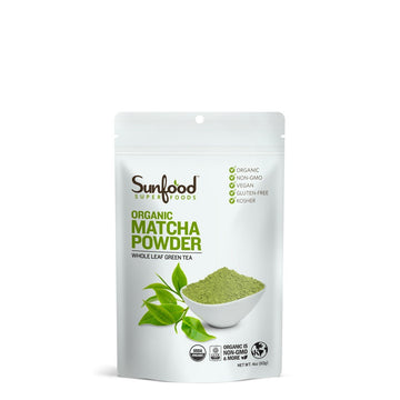 Sunfood Superfoods Organic Matcha Powder - Matcha Tea, Matcha Green Tea Powder, Unsweetened Matcha Latte Powder, Non Gmo, Usda Organic, Gluten Free, Vegan - 4 Oz