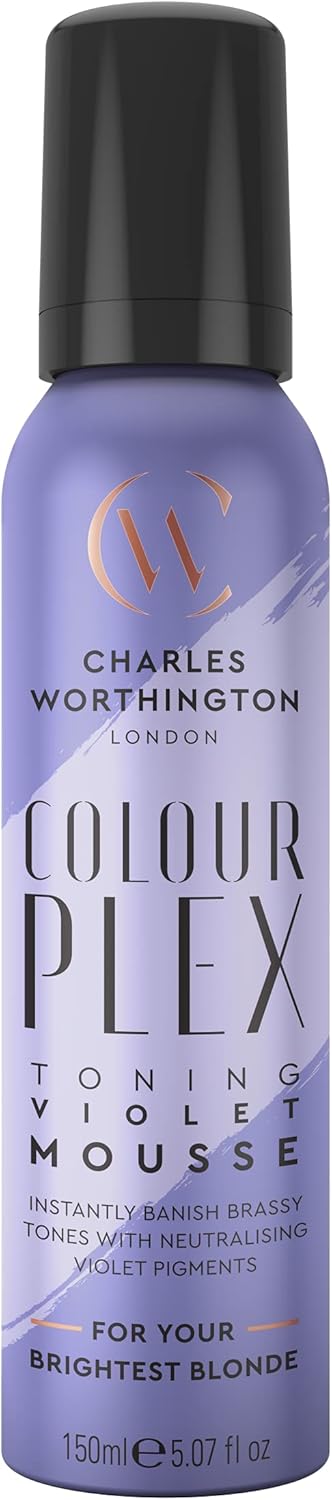 Charles Worthington Colourplex Toning Violet Colour Revive Mousse, Purple Toner For Blondes, 150 Ml
