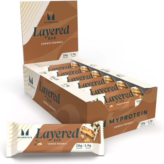 Myprotein Layered Protein Bar - Vanilla Birthday Cake Flavor, 20G Protein, Low Sugar & High Fibre, 12 X 60G Bars, Multilayered Snack For Active Lifestyles