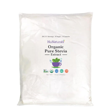 Nunaturals Organic Pure Stevia Extract | 100% Stevia No Fillers | Keto Sugar-Free Powdered Sweetener | Plant-Based Sugar Substitute | No Erythritol | Over 25,000 Servings | 1 Kg