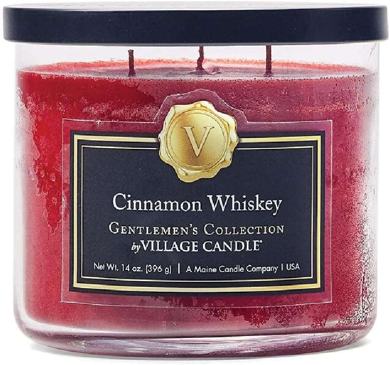 Village Candle Cinnamon Whiskey Medium Bowl, 14 Ounce, Red