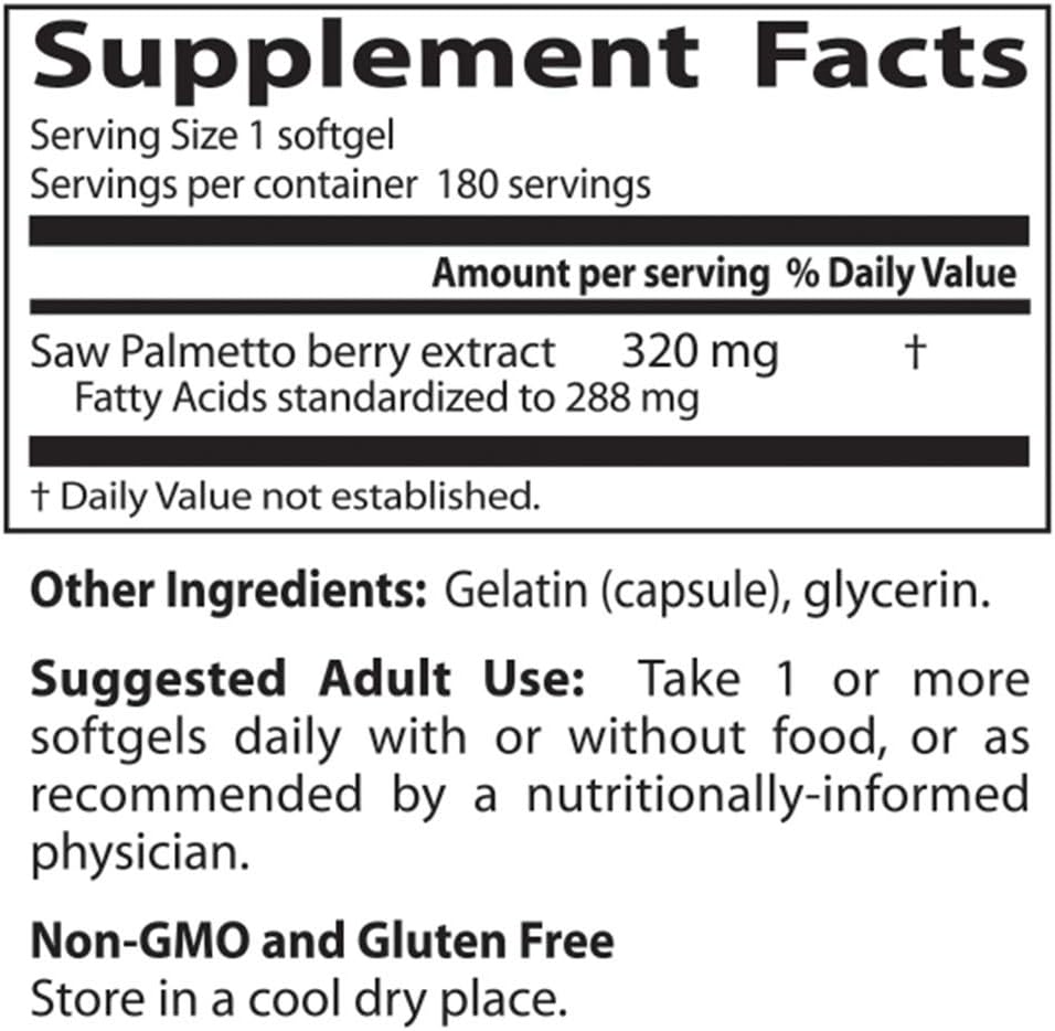 Doctor's Best Saw Palmetto 320 Mg Softgels, 180 Count : Health & Household