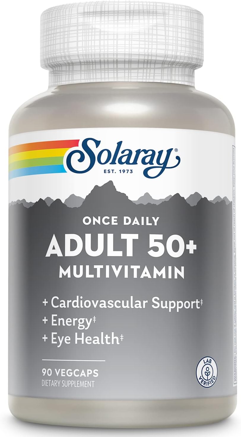 Solaray Once Daily Adult 50+ Multivitamin Healthy Energy, Heart & Immune Support For Mature Adults 90 Ct