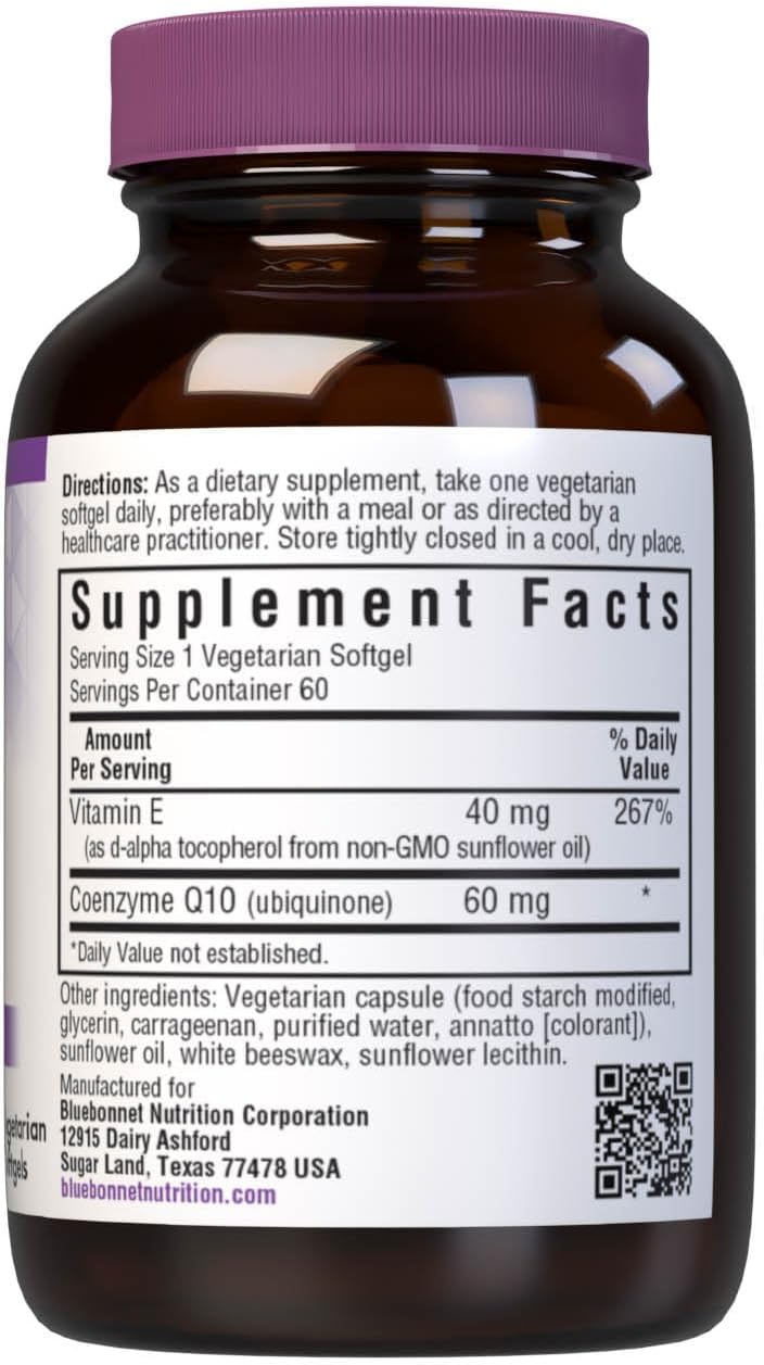 Bluebonnet Coq-10 Vegetarian Softgels, 60 Mg, 60 Count : Health & Household