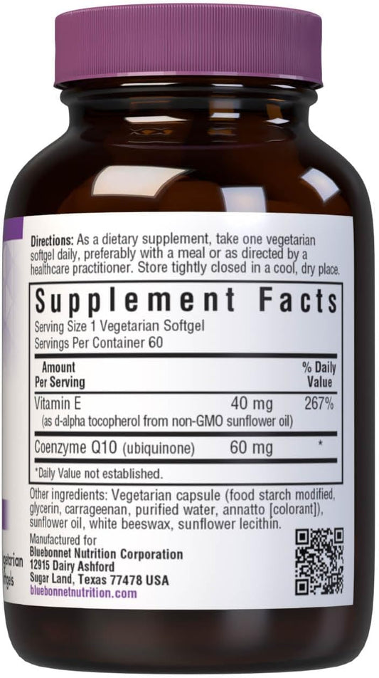 Bluebonnet Coq-10 Vegetarian Softgels, 60 Mg, 90 Count, White