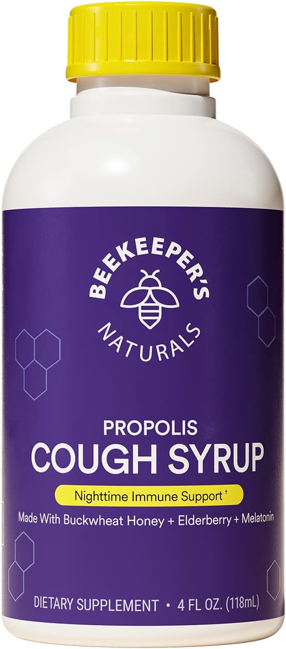 BEEKEEPER?S NATURALS B.Better Nighttime Cough Syrup for Adults - Elderberry Extract, Bee Propolis Extract, Buckwheat Honey - Immune Support, 4 oz