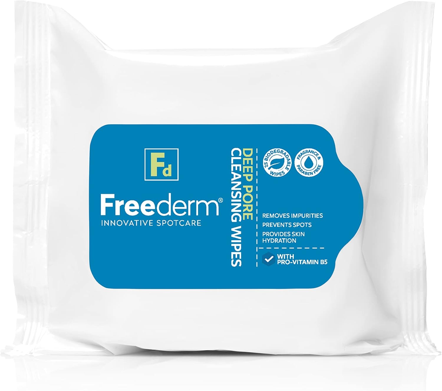 Freederm Fragrance Free Deep Pore Face Cleansing Wipes For Spot Prone Skin, Fights Spot Causing Bacteria, Biodegradable, 25-Count
