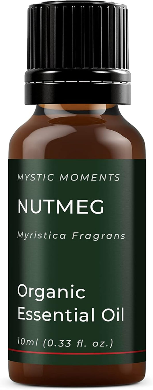 Mystic Moments | Organic Nutmeg Essential Oil 10Ml - Pure & Natural Oil For Diffusers, Aromatherapy & Massage Blends Vegan Gmo Free (Pack Of 2)
