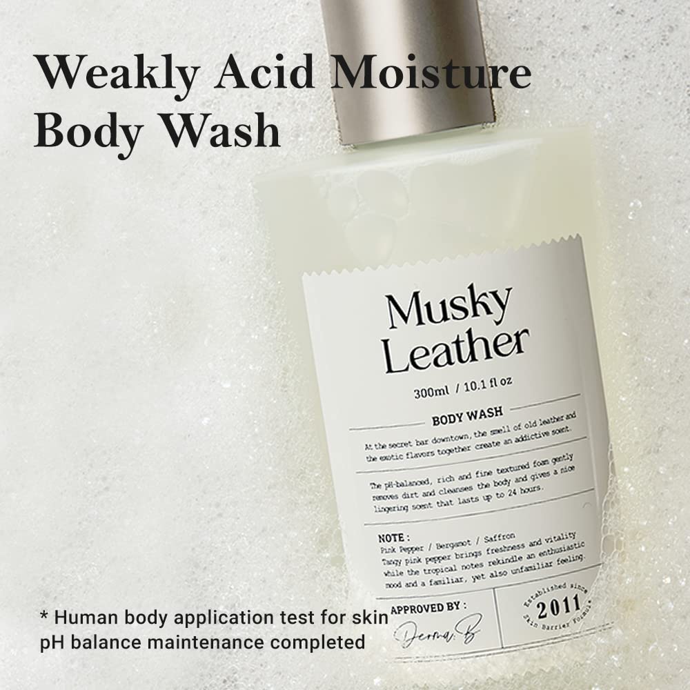 Derma B Narrative Body Wash #Musky Leather, Perfumed Shower Gel, Long-Lasting Scent & Daily Moisturizing pH-Balanced Body Cleanser, Stress-Relief Relaxing Fragrance Kbeauty, 300ml 10.1 Fl Oz : Beauty & Personal Care