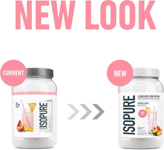 Isopure 100% Pure Whey Isolate Protein Powder Infusions, Lactose Free, Gluten Free, Naturally Flavored, Tropical Punch, 20G Protein Per Serving, 1.9 Lbs, 36 Servings
