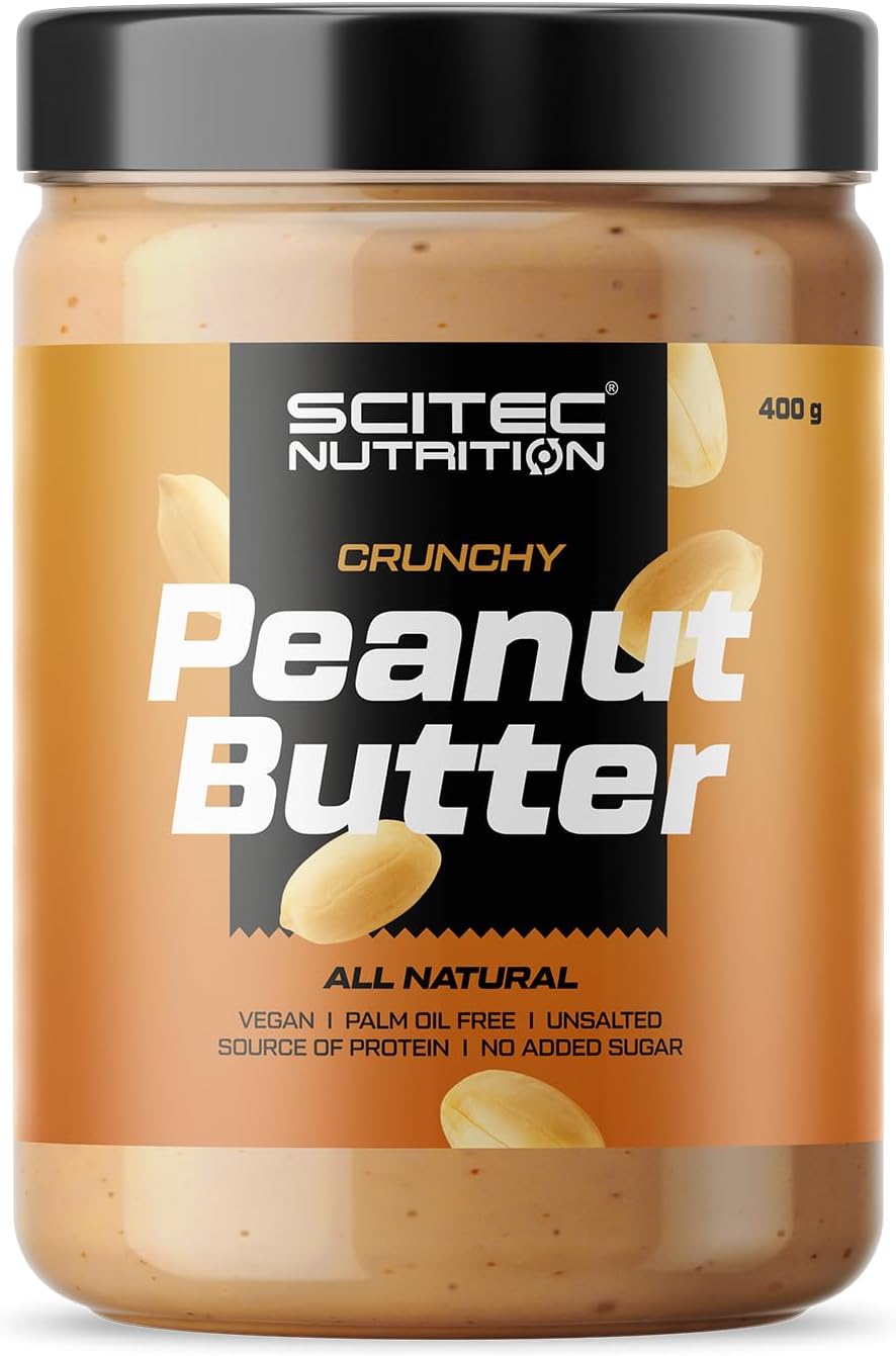 Scitec Nutrition Peanut Butter – Palm Oil Free – Vegan – Low Salt – Protein Source – Low Sugar – Natural Energy Boost, 400 G, Crunchy