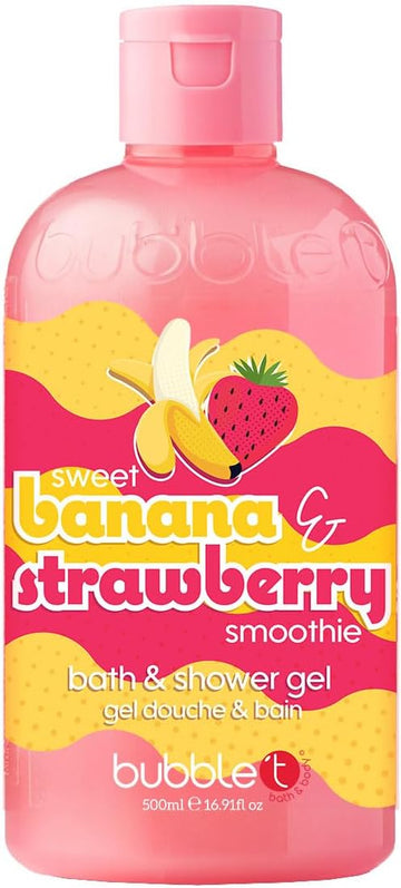 Bubble T Cosmetics Peach & Raspberry Smoothie Bath & Shower Gel, Packed With Fruity Extracts To Nourish & Hydrate Skin, 500Ml