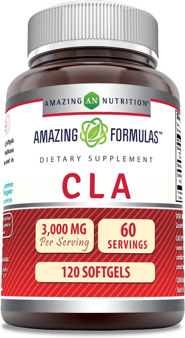 Amazing Formulas CLA Conjugated Linoleic Acid 3000mg Per Serving 120 Softgels Supplements | Non-GMO | Gluten Free (120 Count)