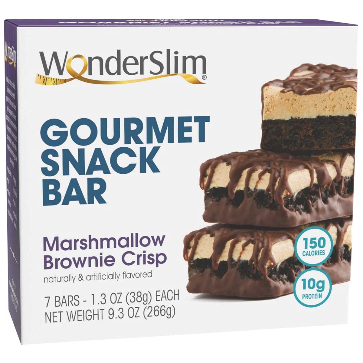 WonderSlim Gourmet Protein Snack Bar, Marshmallow Brownie Crisp, 10g Protein, Gluten Free (7ct)