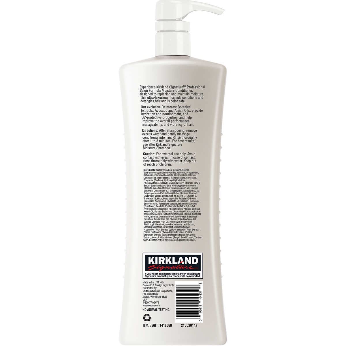 TraderB Kirkland Signature Professional Salon Formula Moisture Shampoo & Conditioner 33.8fl oz 1 litter (Two Bottles) : Beauty & Personal Care