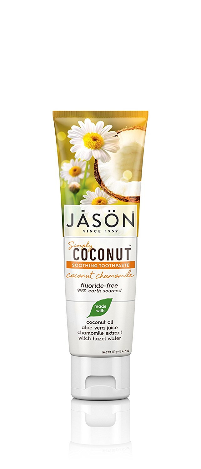 Jason Simply Coconut Soothing Fluoride-Free Toothpaste, Coconut Chamomile, 4.2 Oz : Health & Household
