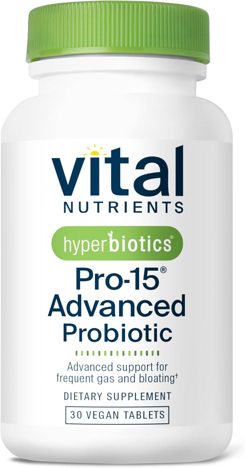 Hyperbiotics Vital Nutrients Pro-15 Advanced Probiotic Supplement | 15 Strains + Kiwifruit | Supports Digestive Regularity, Gas, & Bloating | Shelf-Stable | Vegan, Dairy & Gluten Free | 30 Count