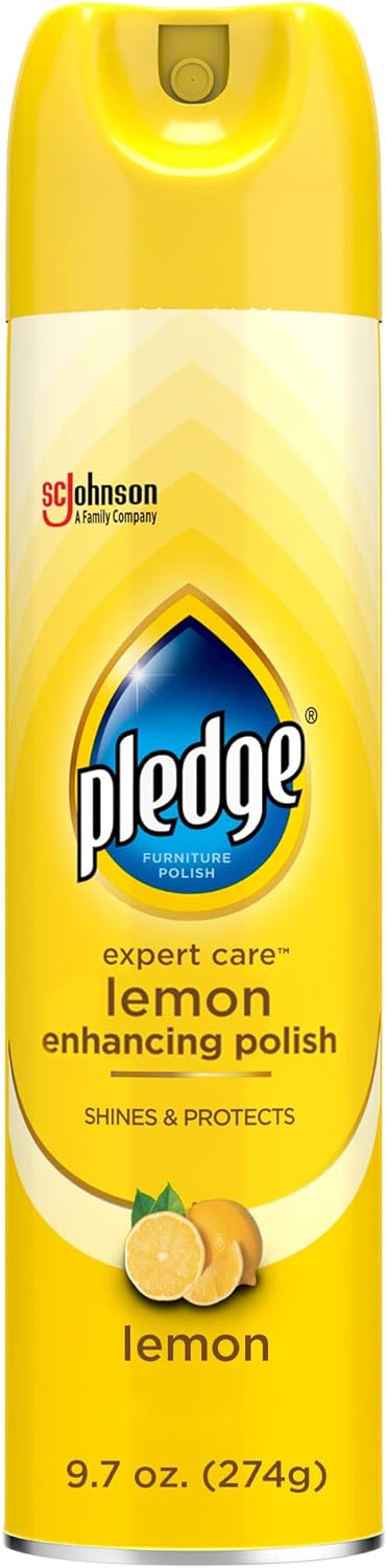 Pledge Expert Care Wood Polish Spray, Shines and Protects, Removes Fingerprints, Lemon, 9.7 oz (Pack of 1)