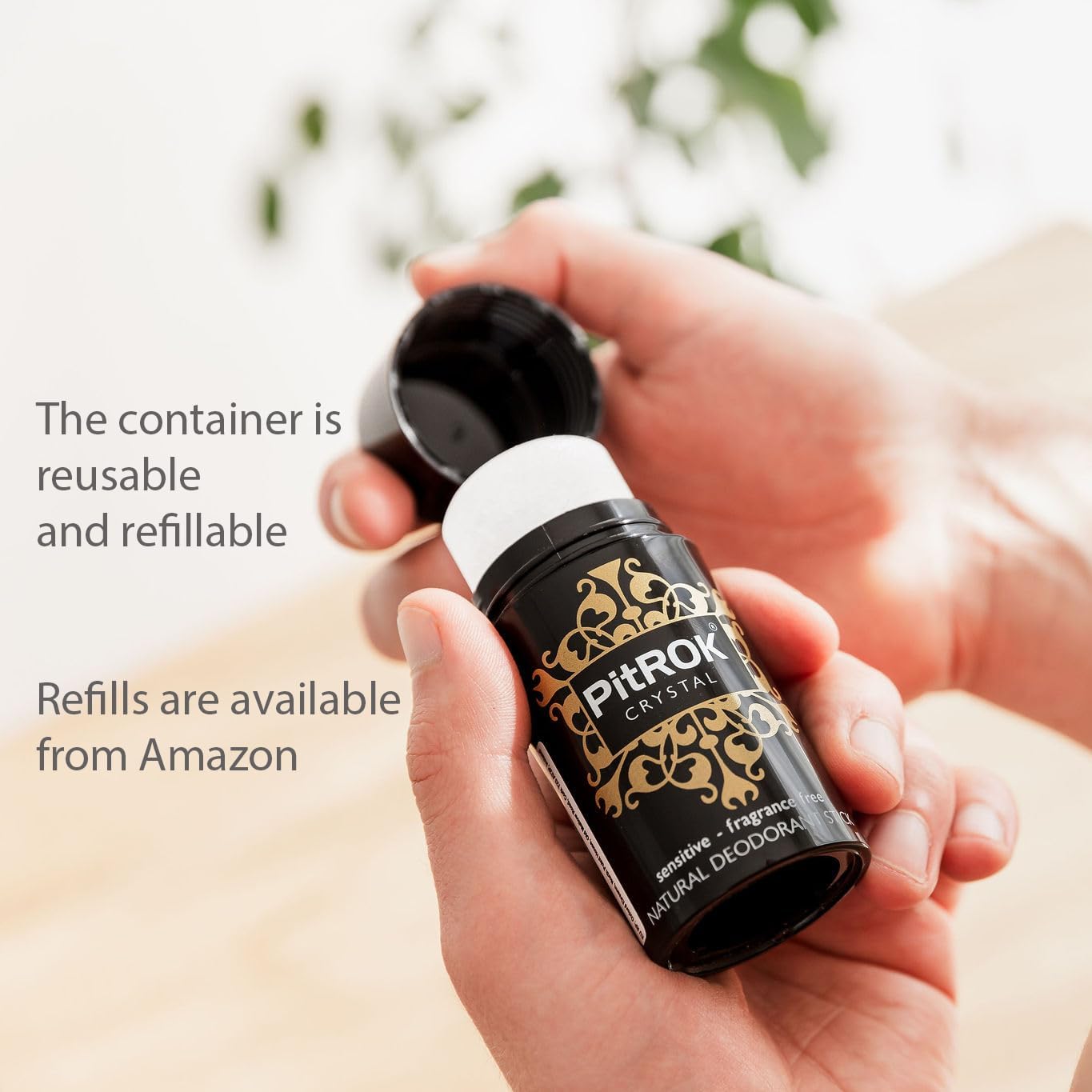 PitROK Original Crystal Natural Deodorant Stick 1x100g. Refillable 'Push-Up' Format. Vegan, Cruelty Free, Fragrance Free. Sensitive Skin. : Amazon.co.uk: Beauty