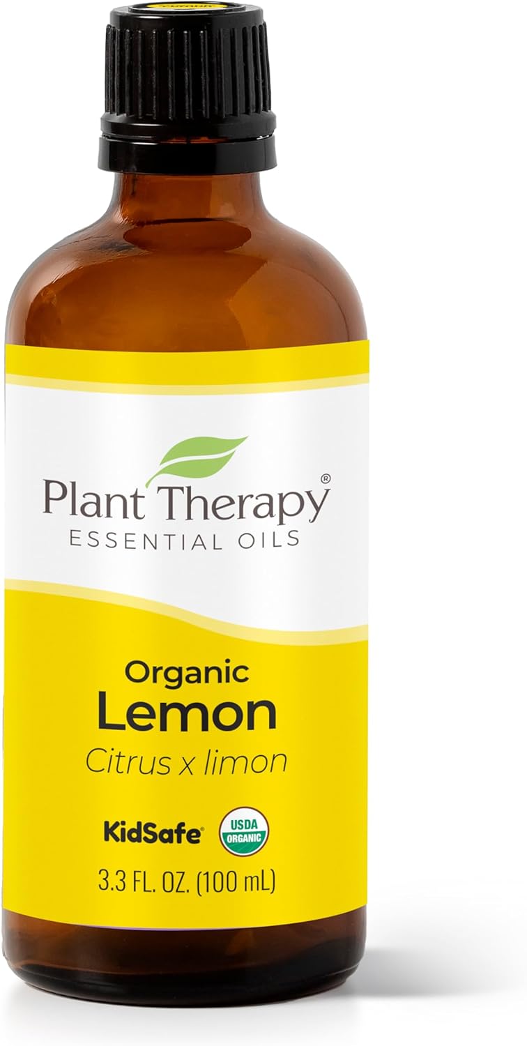 Plant Therapy Organic Lemon Essential Oil 100% Pure, Usda Certified Organic, Undiluted, Natural Aromatherapy, Therapeutic Grade 100 Ml (3.3 Oz)