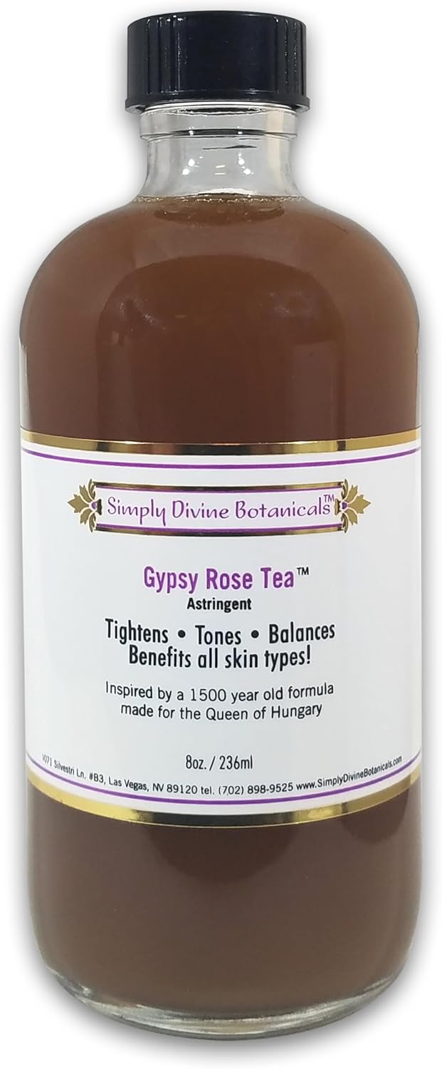 Simply Divine Botanicals Gypsy Rose Tea Astringent - Natural And Organic Toner To Tighten, Tone And Balance For All Skin Types, 8 Oz