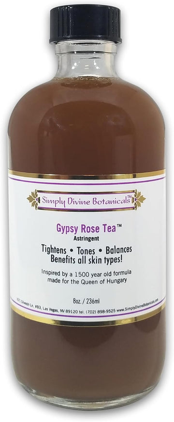Simply Divine Botanicals Gypsy Rose Tea Astringent - Natural And Organic Toner To Tighten, Tone And Balance For All Skin Types, 8 Oz