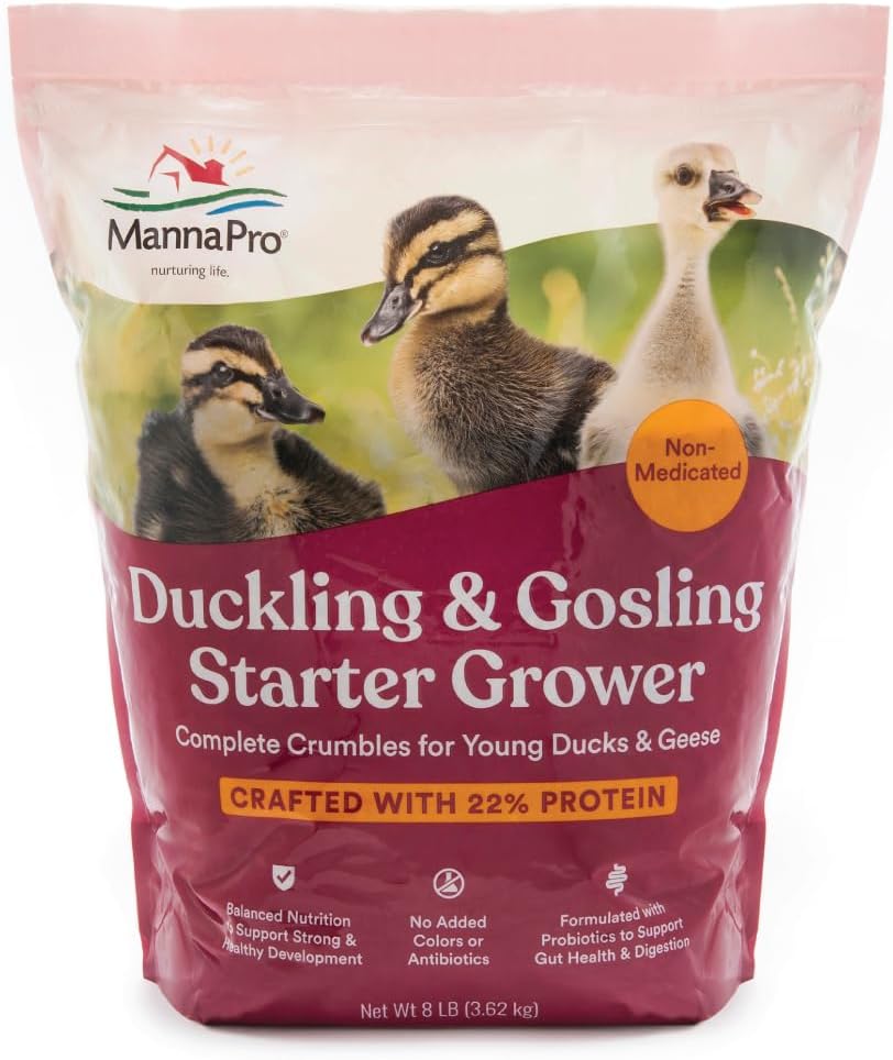 Manna Pro Duck Starter Grower Crumble|Non-Medicated & Supports Healthy Digestion| 8 Pounds