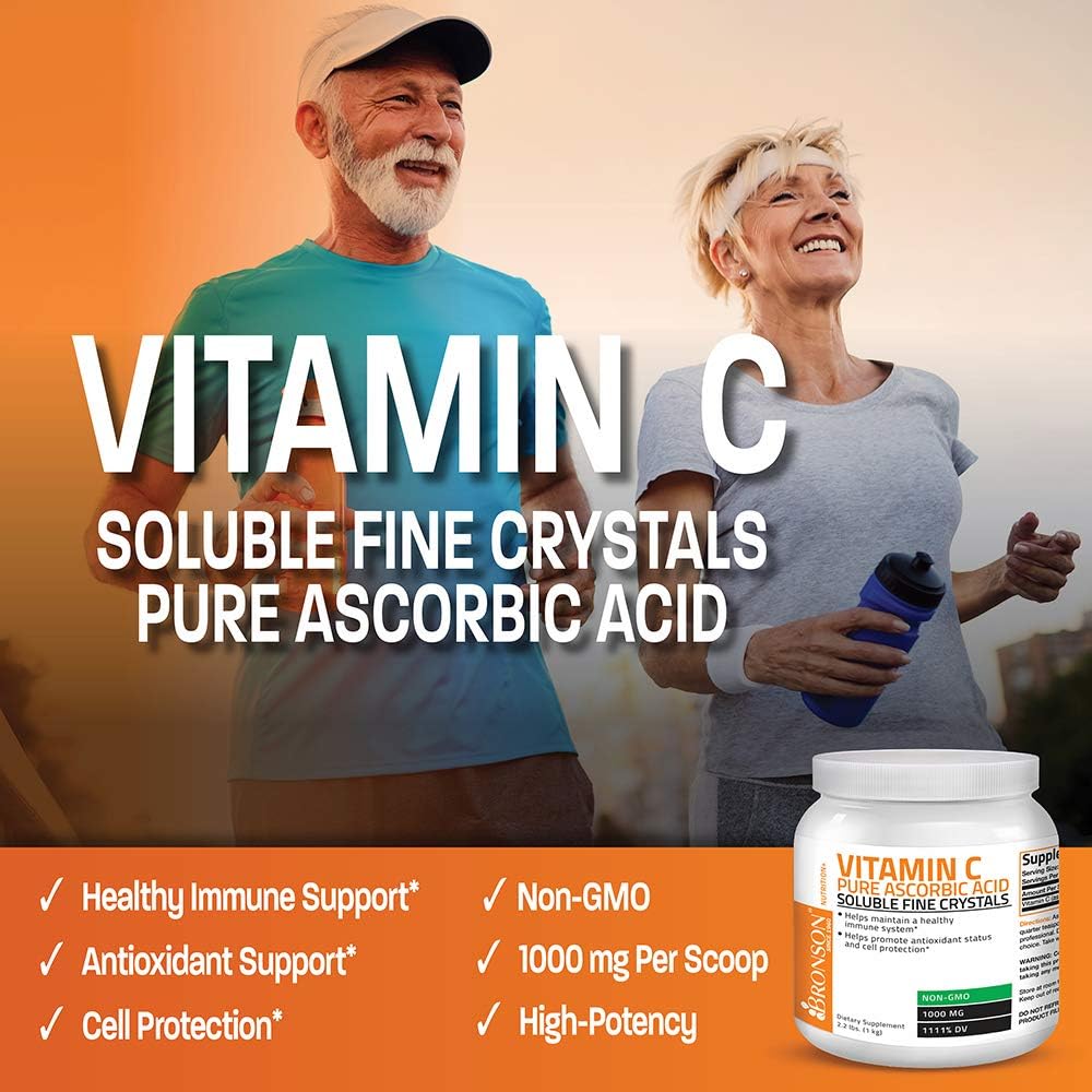 Vitamin C Powder Pure Ascorbic Acid Soluble Fine Non GMO Crystals – Promotes Healthy Immune System and Cell Protection – Powerful Antioxidant - 1 Kilogram (2.2 Lbs) : Health & Household