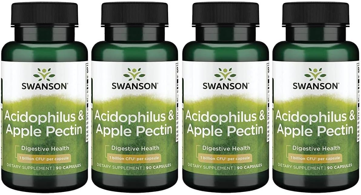 Swanson Acidophilus & Apple Pectin 90 Capsules (4 Pack)
