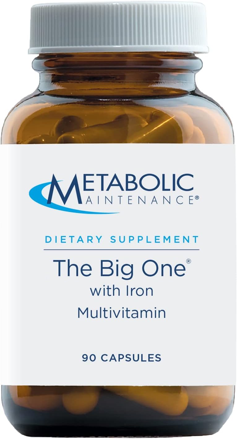 Metabolic Maintenance The Big One with Iron - Vitamin A, Vitamin B, Folate Daily Multivitamin - Contains Trace Minerals + Iron in Bioavailable Forms (90 Capsules)