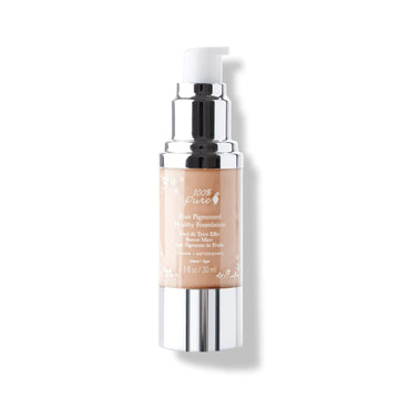 100% Pure Healthy Foundation Full Face Coverage Makeup, Liquid Matte Finish With Anti-Aging Benefits - Vegan Gorgeous Fruit Pigmented Toffee Color (Tan With Neutral Undertone) - 1 Fl Oz