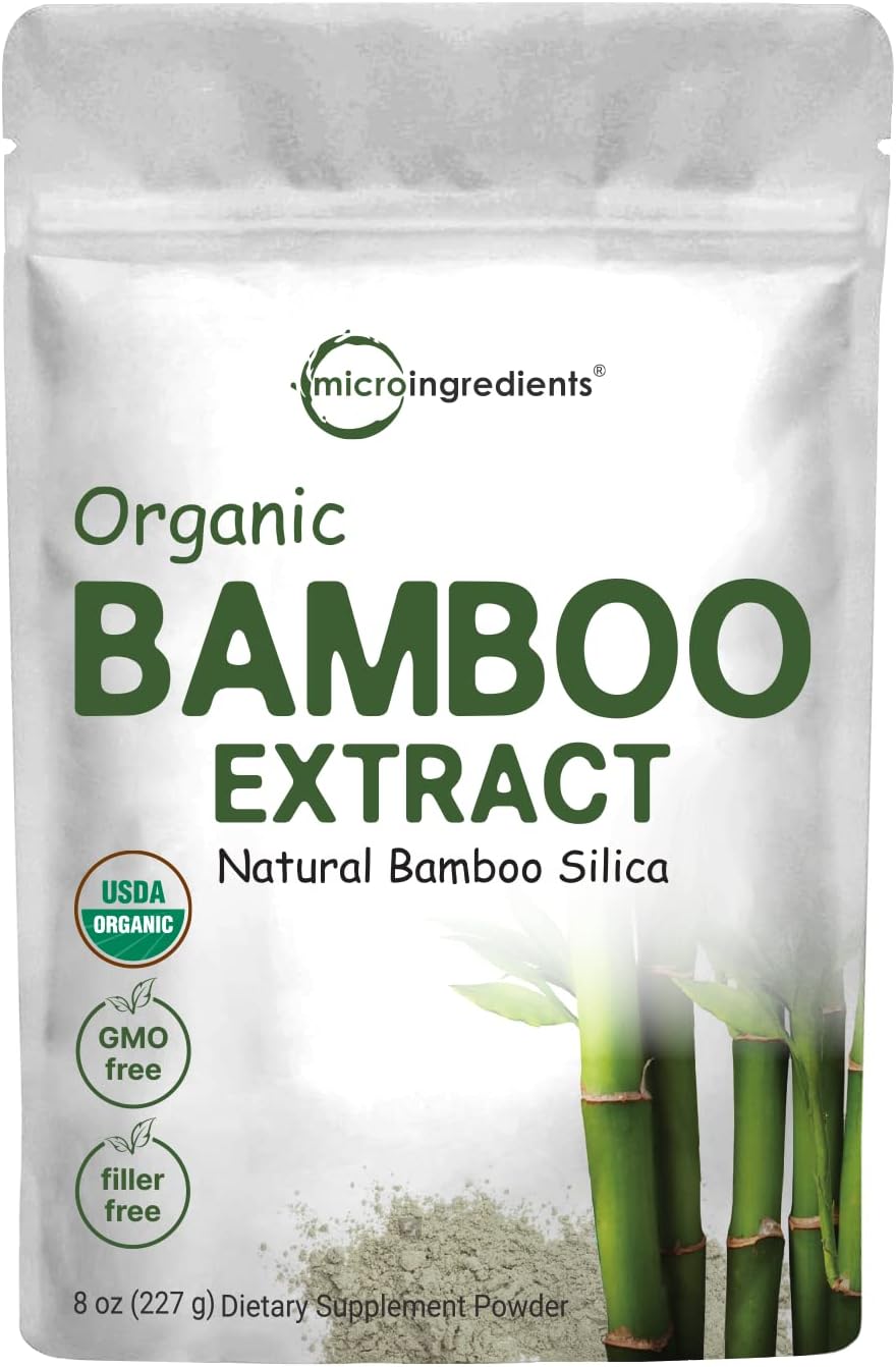 Organic Bamboo Extract Powder – 8oz (227g, 1 Year Supply) | Rich in Silica & Minerals | Supports Healthy Skin, Hair, Nails, Joints & Bones | Non-GMO, Vegan