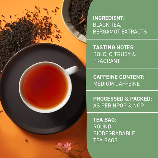 Handpick, Earl Grey Black Tea Bags (100 Count) Double Bergamot Oil | Caffeinated, Earl Grey Tea Bags | Flavoured With Citrus And Bergamot Brew Hot/Iced Tea With Or Without Milk