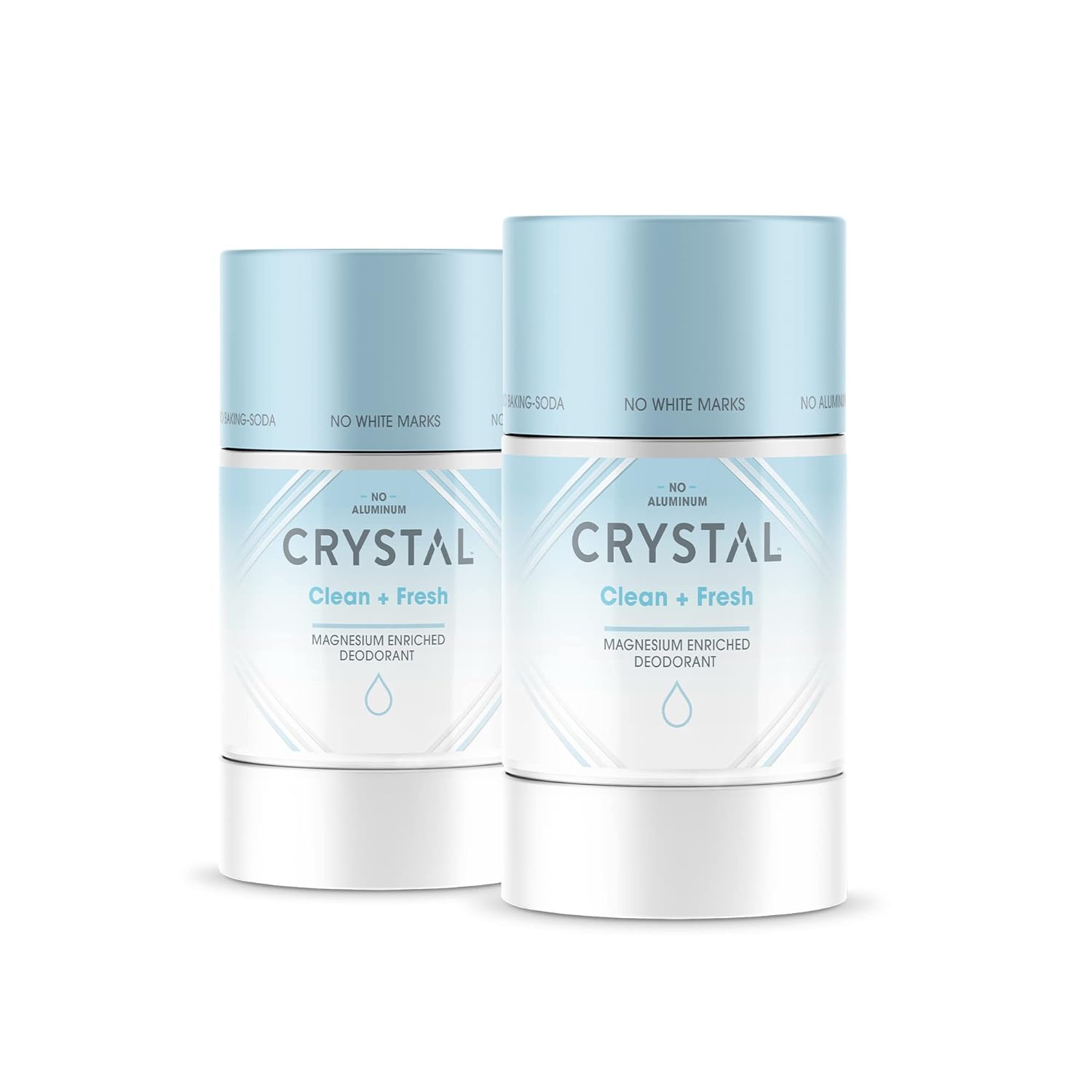 Crystal Magnesium Solid Stick Natural Deodorant, Non-Irritating Aluminum Free Deodorant for Men or Women, Safely and Effectively Fights Odor, Baking Soda Free,Clean + Fresh (2.5 oz) 2 Pack