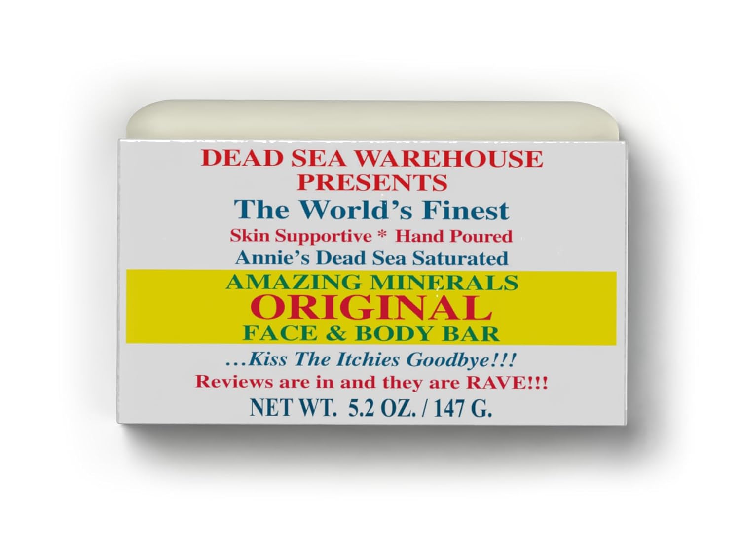 Dead Sea Warehouse - Dead Sea Salt Soap Bar - Original Face & Body Bar - Hydrating Mineral Soap For All Skin Types, Fragrance-Free - 5.2 Oz