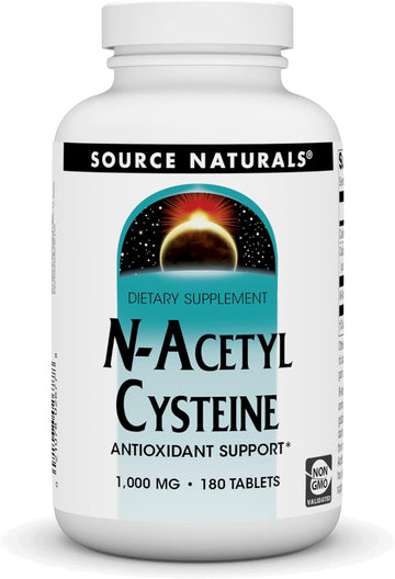 Source Naturals N-Acetyl Cysteine Antioxidant Support, Dietary Supplement That Supports Respiratory Health*, 1,000 Mg - 180 Tablets