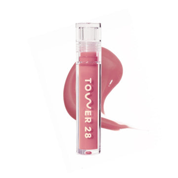 Tower 28 Shineon Milky Lip Jelly, Oat | Non-Sticky, Vegan Lip Gloss In Milky Peachy Pink | Apricot And Raspberry Seed Oil | Moisturizing, Clean, Cruelty Free