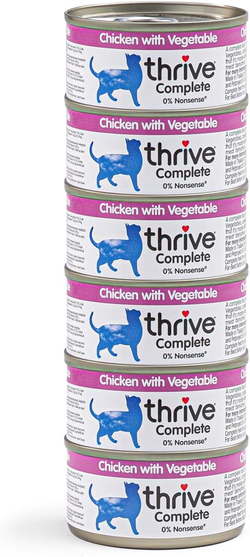 Thrive Wet Cat Food Chicken With Vegetables Complete Food For Adult & Senior Cats Nutritious Gourmet Quality Cat Food Tins Hypoallergenic 75G 6Pk