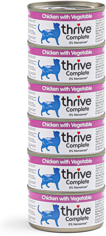 Thrive Wet Cat Food Chicken With Vegetables Complete Food For Adult & Senior Cats Nutritious Gourmet Quality Cat Food Tins Hypoallergenic 75G 6Pk