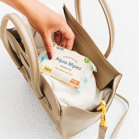 Aqua Wipes Originals (Travel Size) Baby Wipes - Biodegradable Wipes - 99.6% Purified Water Paediatrician Tested – Plastic Free Wipes With Organic Aloe Vera Extract - 12 Packs, 12 Wipes Per Pack