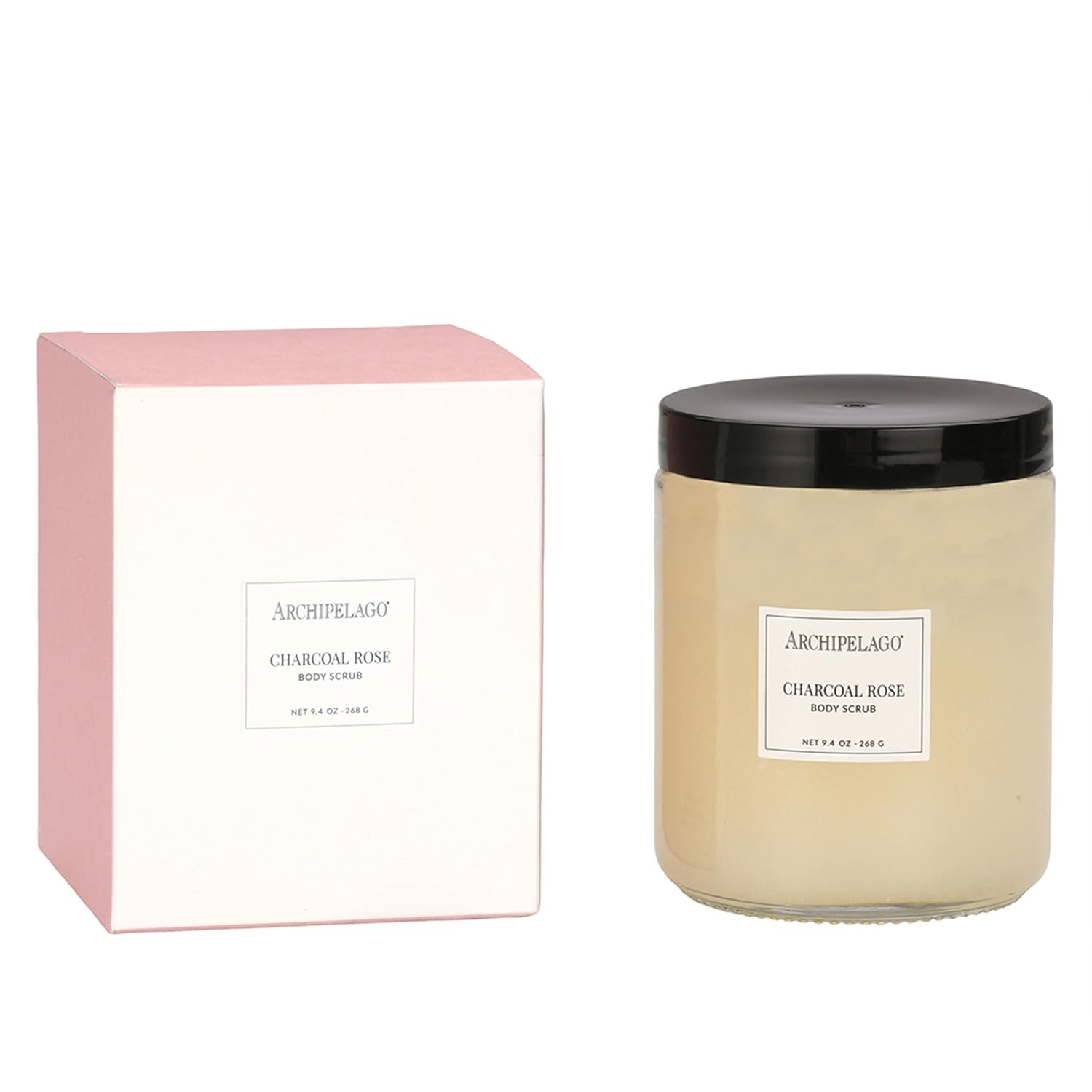 Archipelago Botanicals Charcoal Rose Body Scrub, Exfoliating Body Scrub For Rejuvenated, Smooth And Glowing Skin, Made With Natural Ingredients, Blended With Charcoal (9.4 Oz)