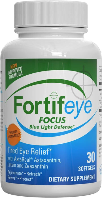 Fortifeye Focus Eye Care Supplement | Triple Carotenoid Including Astaxanthin, Lutein, And Zeaxanthin | 90 Softgel Capsules