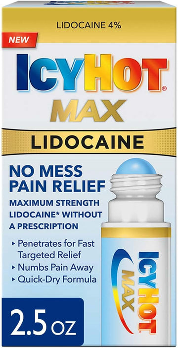 Icy Hot Maximum Strength Lidocaine No-Mess Pain Relief Liquid, No-Mess Applicator, 2.5 Ounces