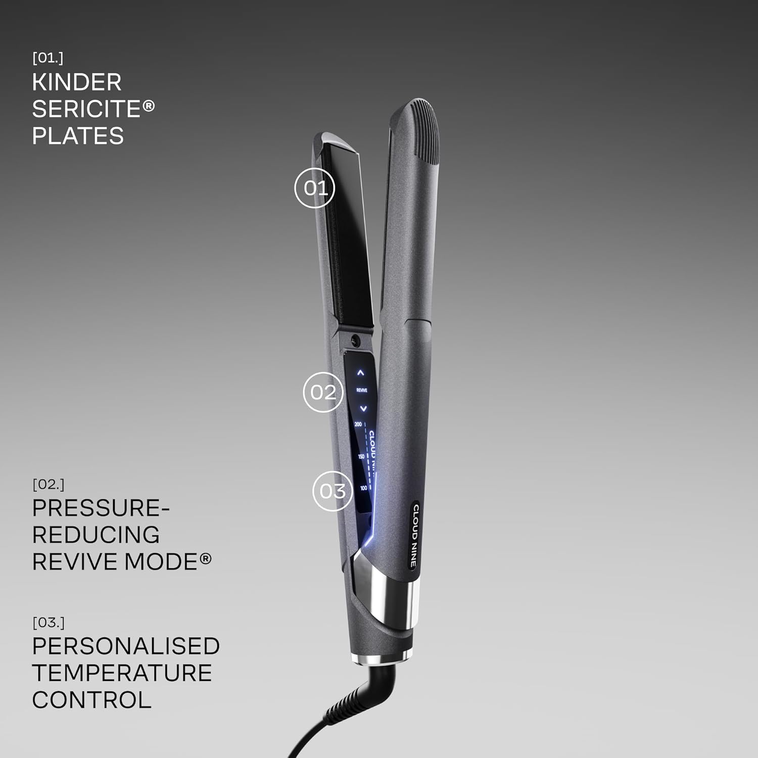 CLOUD NINE The Original Iron Grey Hair Straightener Starlight Grey | Variable Temperature Control Quick Heat Touch Technology Ceramic Floating Plates Spring Flex Styling | Smooth Sleek Results : Amazon.co.uk: Beauty