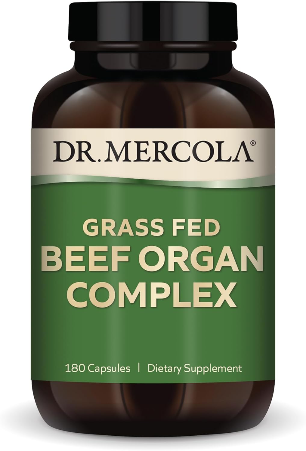 Dr. Mercola Grass Fed Beef Organ Complex, 30 Servings (180 Capsules), Dietary Supplement, Supports Immune & Circulatory Functions, Non-GMO