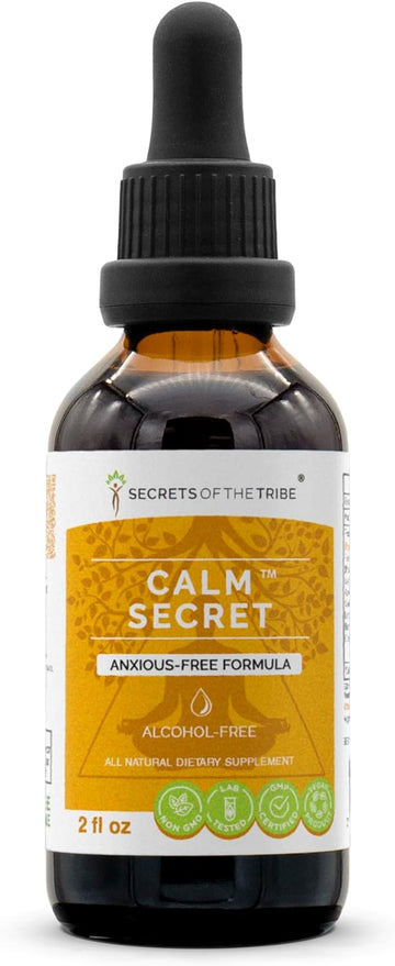Secrets of the Tribe - Calm Secret, Herbal Supplement Blend Drops Alcohol-Free Liquid Extract, Anxious-Free Formula (2 fl oz)