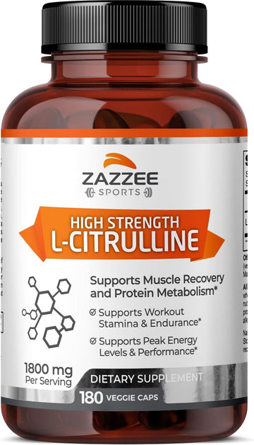 Zazzee High Strength L-Citrulline Malate, 1800 Mg Per Serving, 180 Vegan Capsules, 60 Day Supply, High Absorption With Superior Free-Form Malate, 100% Vegetarian, All-Natural And Non-Gmo