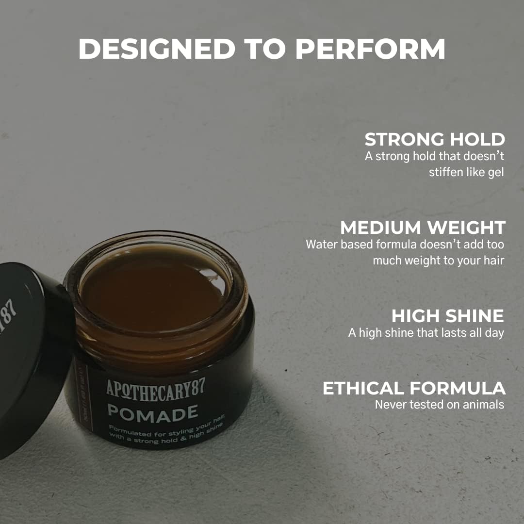 Apothecary 87 Pomade | Water Based Hair Pomade | High Shine Finish, Strong Hold, Medium Weight | All Hair Types | Premium Formulation | 50ml : Amazon.co.uk: Beauty
